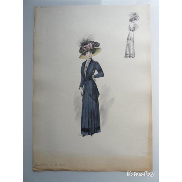 Grande Gravure Accessoires de Mode Femme 1910 Chapeaux