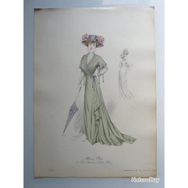 Grande Gravure Accessoires de Mode Femme 1910 Chapeaux