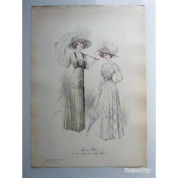 Grande Gravure Accessoires de Mode Femme 1909 Chapeaux