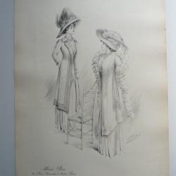 Grande Gravure Accessoires de Mode Femme 1909 Chapeaux