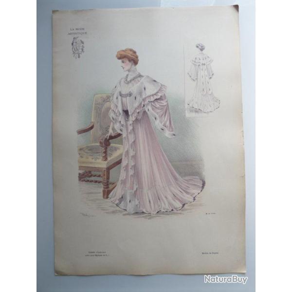 Grande Gravure Accessoires de Mode Femme 1900 Robe