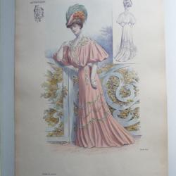 Grande Gravure Accessoires de Mode Femme 1900 Chapeaux