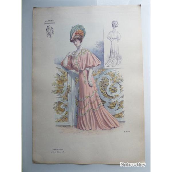 Grande Gravure Accessoires de Mode Femme 1900 Chapeaux