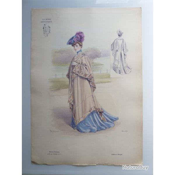 Grande Gravure Accessoires de Mode Femme 1900 Chapeaux