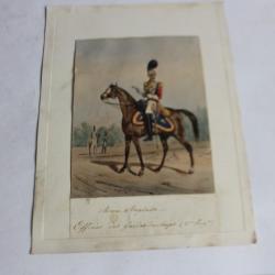 Gravure rehaussée Armée anglaise Officier des gardes-du-corps militaria