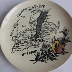Assiette faïence Carte de Carouge Genève/Haute Savoie Clément COPPIER