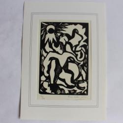 Bois gravé original Pino Della Selva La crouche cassée 1950