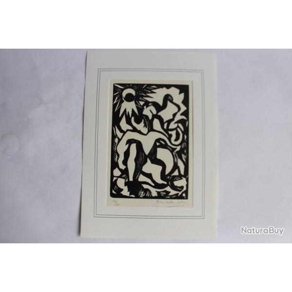 Bois grav� original Pino Della Selva La crouche cass�e 1950