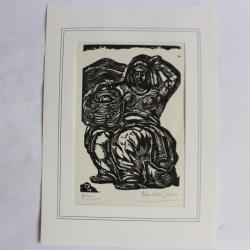 Pino Della Selva Bois gravé Épreuve d'artiste Paysanne assise 1950