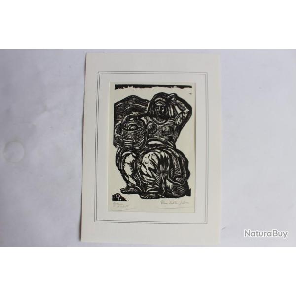 Pino Della Selva Bois grav� �preuve d'artiste Paysanne assise 1950