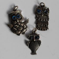 Pendentifs Hiboux argent massif
