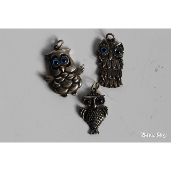 Pendentifs Hiboux argent massif