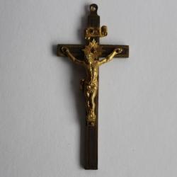 Ancienne croix bois laiton XIXe religion