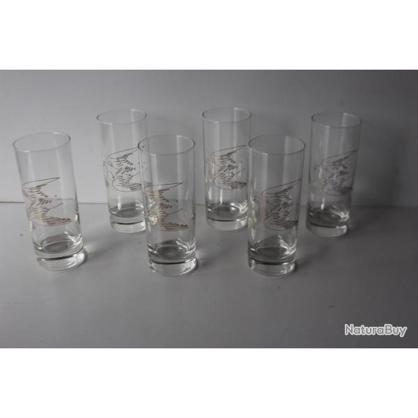 HANS ERNI 6 verres illustr�s Colombe