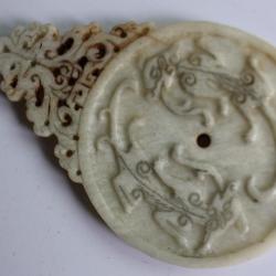 Chine grand disque bi jade néphrite ancien Antiquités