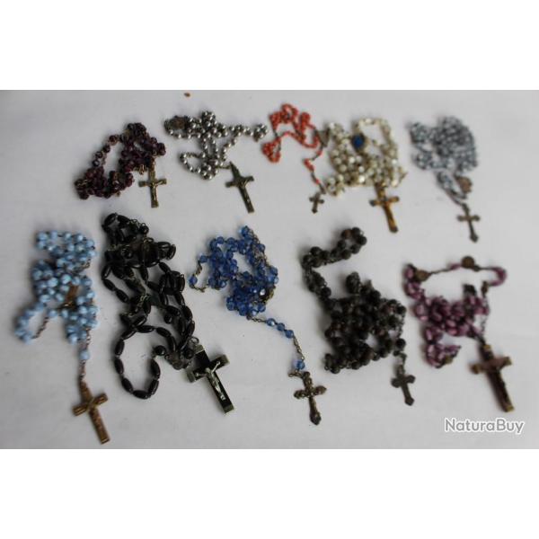 Collection de 10 chapelets anciens religion