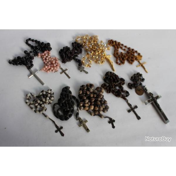 Collection de 10 chapelets anciens religion