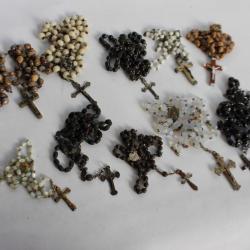 Collection de 10 chapelets anciens religion