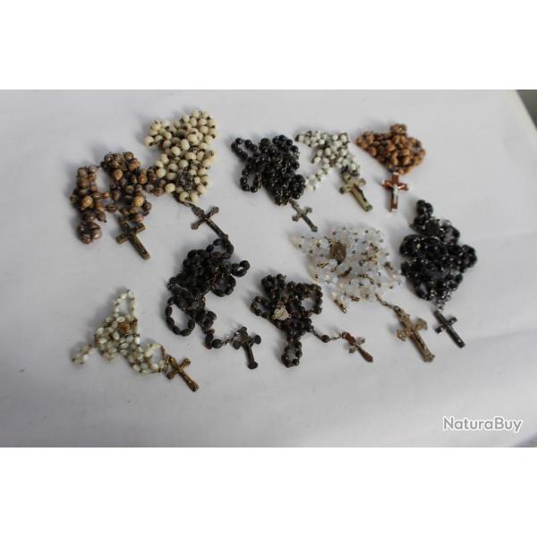 Collection de 10 chapelets anciens religion