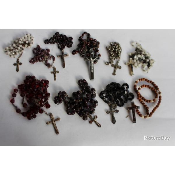 Collection de 10 chapelets anciens religion