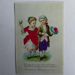 Chromo enfants en costume de soie 1890
