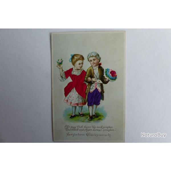 Chromo enfants en costume de soie 1890