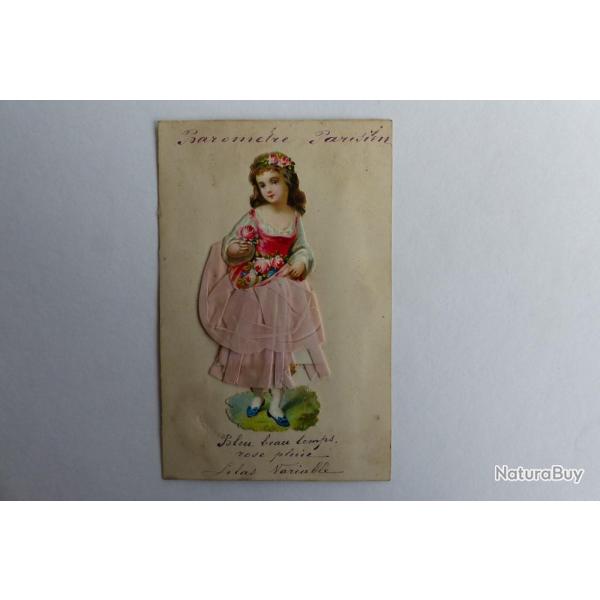 Chromo Barom�tre Parisien fille 1882