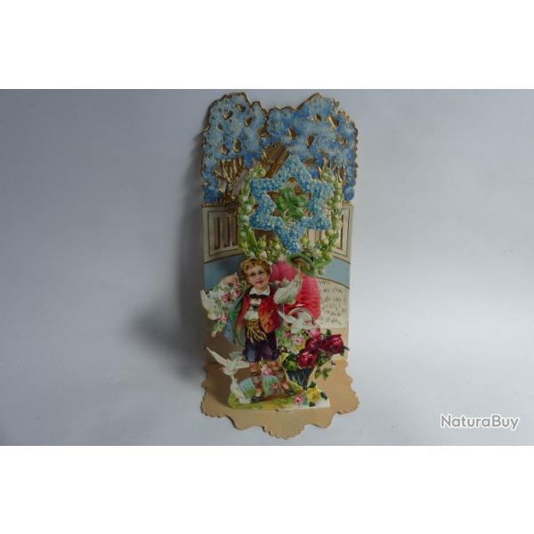 Image chromo a syst�me XIXe si�cle colombes diorama