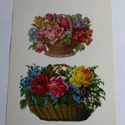 Images chromos gaufrés découpés panier de fleurs 1890