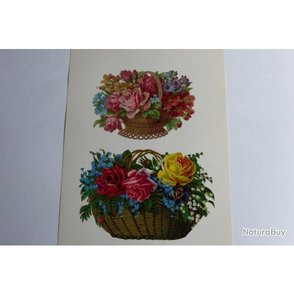 Images chromos gaufr�s d�coup�s panier de fleurs 1890