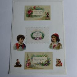 Images chromos gaufrés découpés carte de voeux nouvelle année 1890