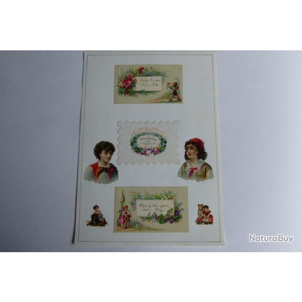 Images chromos gaufr�s d�coup�s carte de voeux nouvelle ann�e 1890