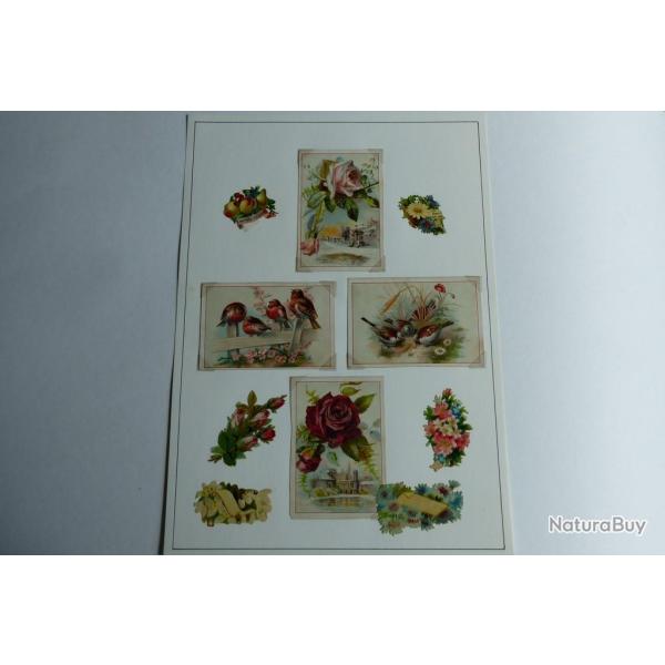 Images chromos gaufr�s d�coup�s cartes de voeux oiseaux 1890