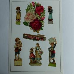 Images chromos gaufrés découpés oiseaux enfants planeur 1890