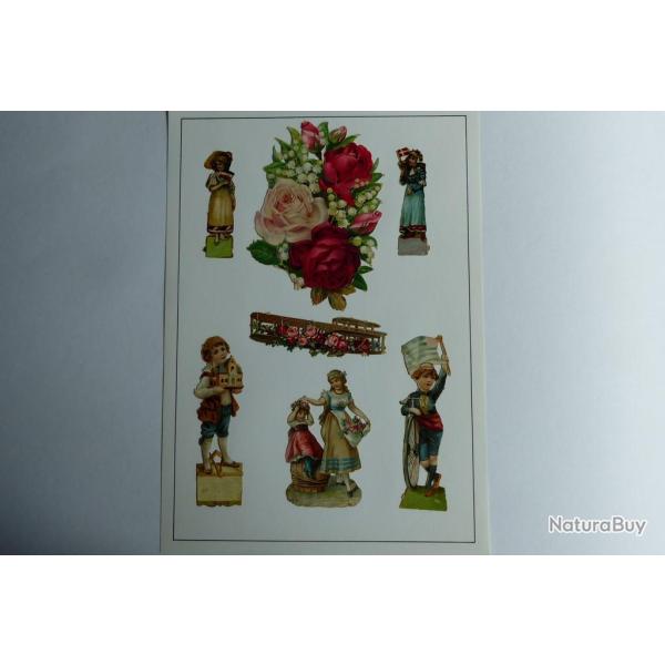 Images chromos gaufr�s d�coup�s oiseaux enfants planeur 1890