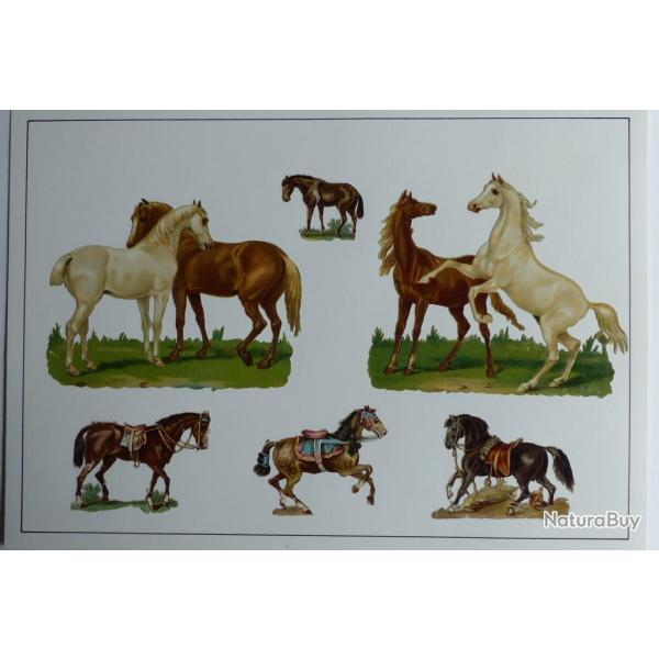 Images chromos gaufr�s d�coup�s chevaux �quitation 1890