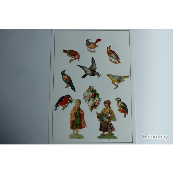 Images chromos gaufr�s d�coup�s oiseaux pigeon voyageur 1890