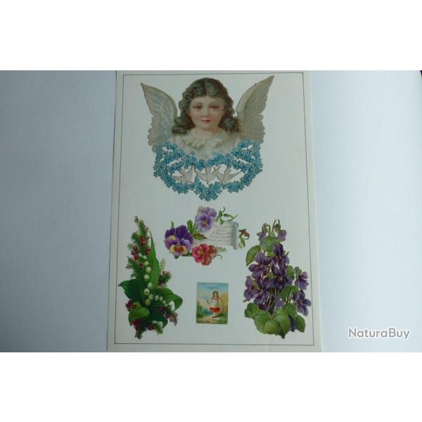 Images chromos gaufr�s d�coup�s ange brin de muguet 1890