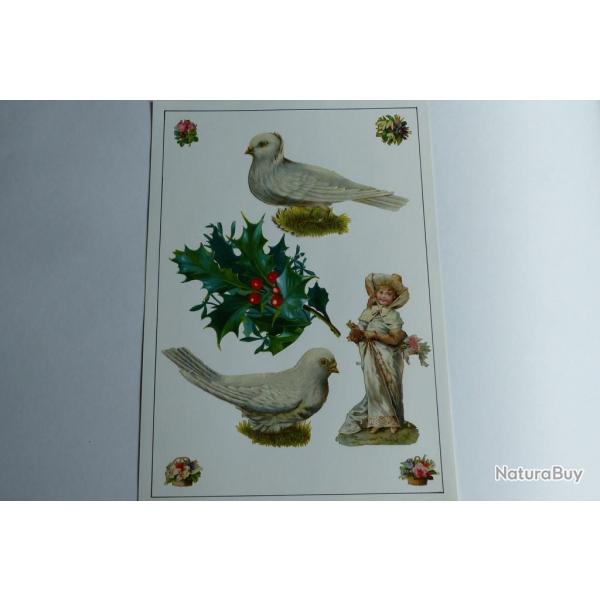 Images chromos gaufr�s d�coup�s mariage colombes enfant houx 1890