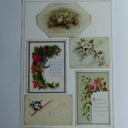 Images chromos gaufrés découpés cartes de voeux 1890