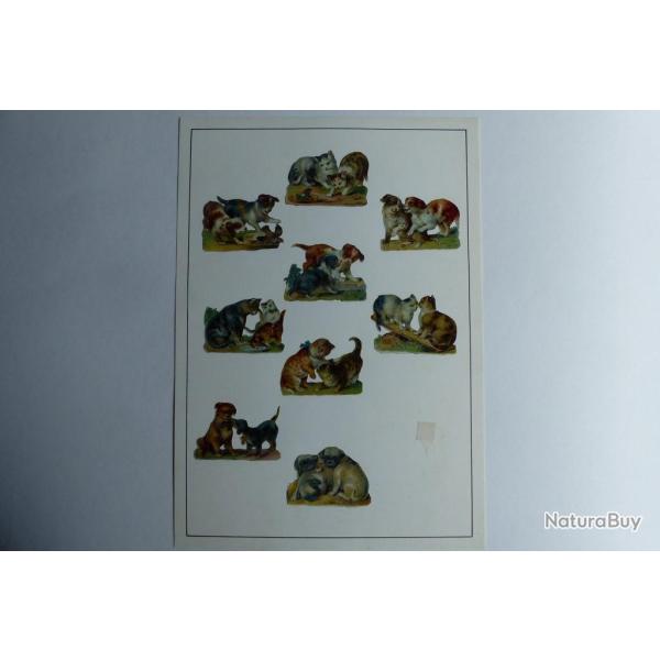Images chromos gaufr�s d�coup�s chiens chats 1890