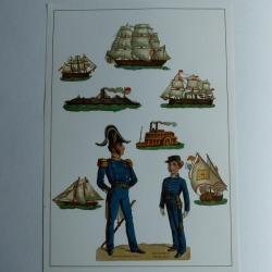 Images chromos gaufrés découpés bateaux Royal Navy 1890