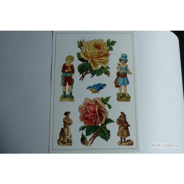 Images chromos gaufr�s d�coup�s enfants roses 1890