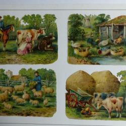 Images chromos gaufrés découpés animaux de ferme 1890