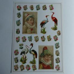 Images chromos gaufrés découpés alphabet oiseaux 1890