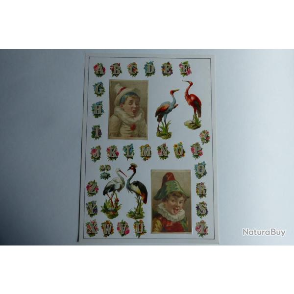 Images chromos gaufr�s d�coup�s alphabet oiseaux 1890