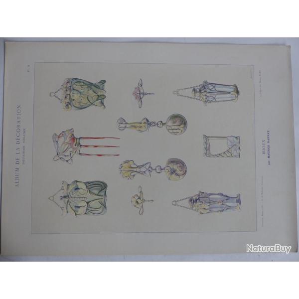 Estampe BIJOUX Maurice DAURAT Art nouveau