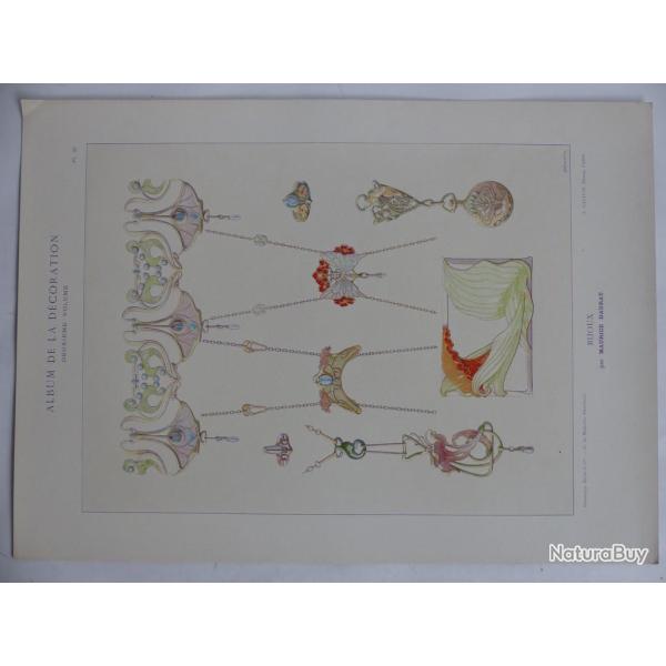 Estampe BIJOUX Maurice DAURAT Art nouveau