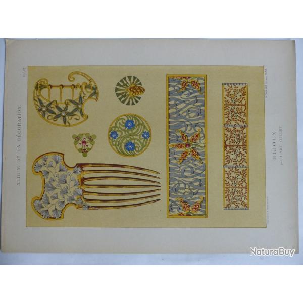 Estampe BIJOUX HENRI GILLET Art nouveau