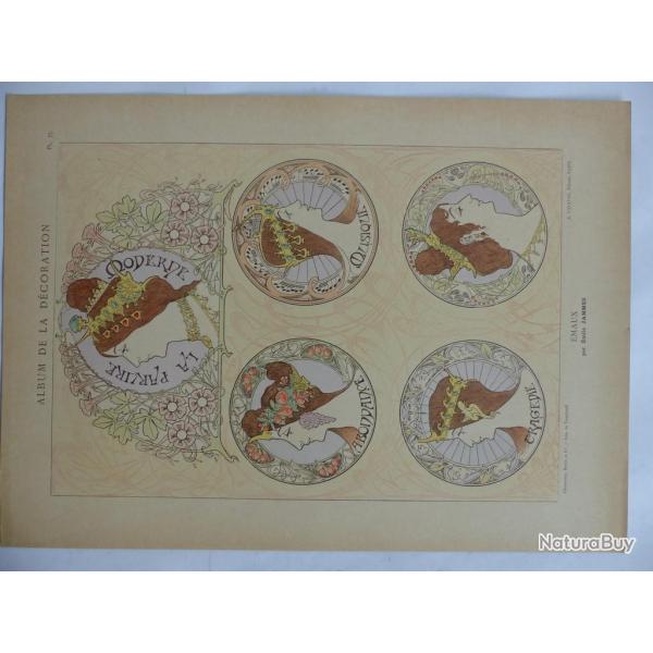 Estampe Emaux Emile JAMMES Art nouveau